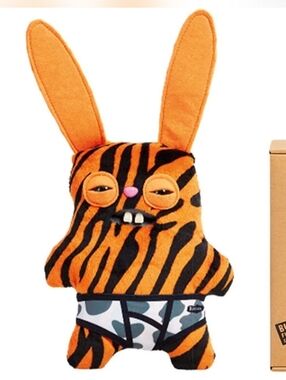 Zuru Fuggler Rabid Rabbit Bunny Tiger Stripe Plush Toy in Orange